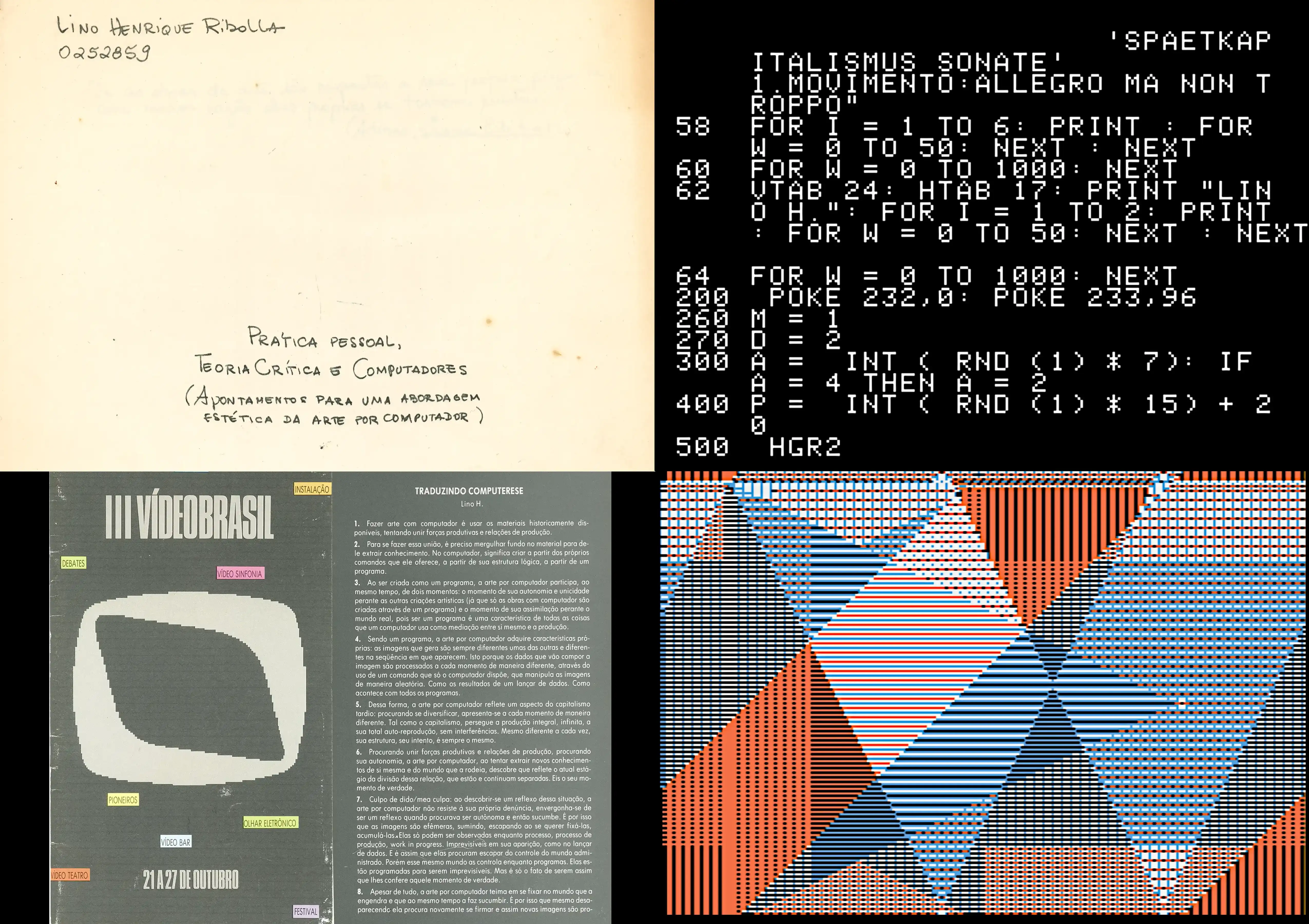 Computerese Archive grid of generative artworks and historical documentation, 1984–1987